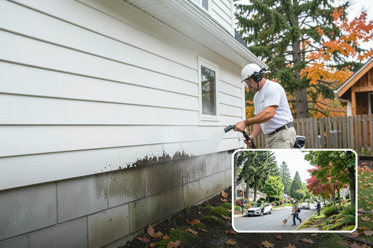 Driveway Brightening in Beaux Arts Village, King County, WA - Evens out blotchy, weather-dulled concrete