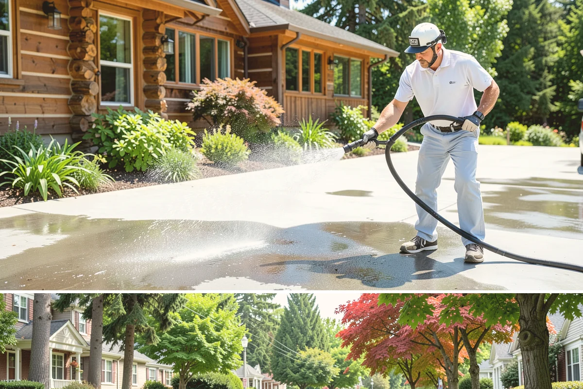 Driveway Brightening in Beaux Arts Village, King County, WA - Dry summer conditions let brightening treatments perform and the surface dry evenly.