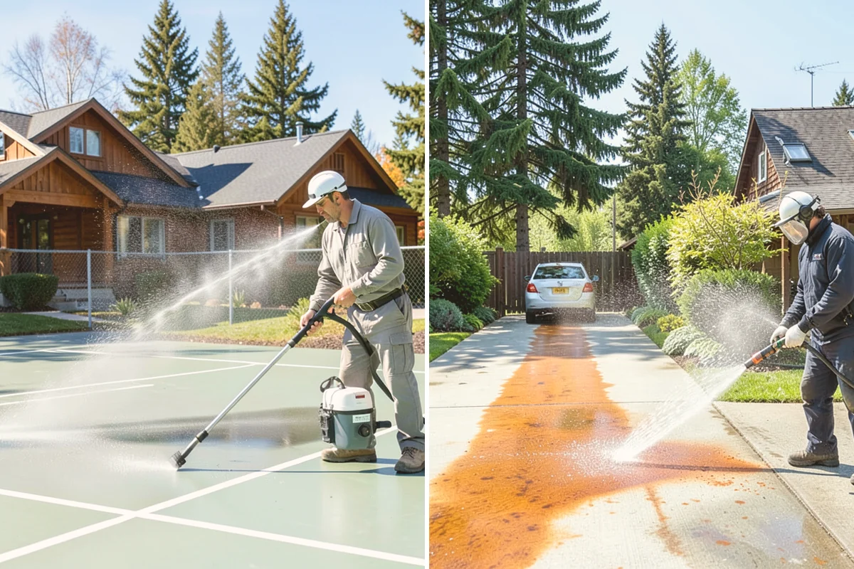 Driveway Brightening in Bellevue, King County, WA - Deep-clean the driveway to remove surface buildup