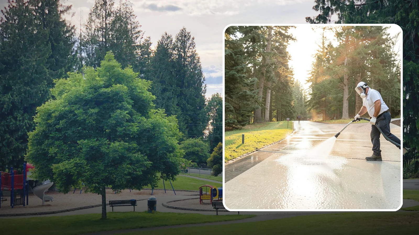 Driveway Brightening in Bonney Lake, Pierce County, WA - A brightening treatment that restores a faded, weather-dulled driveway to a clean, uniform tone.