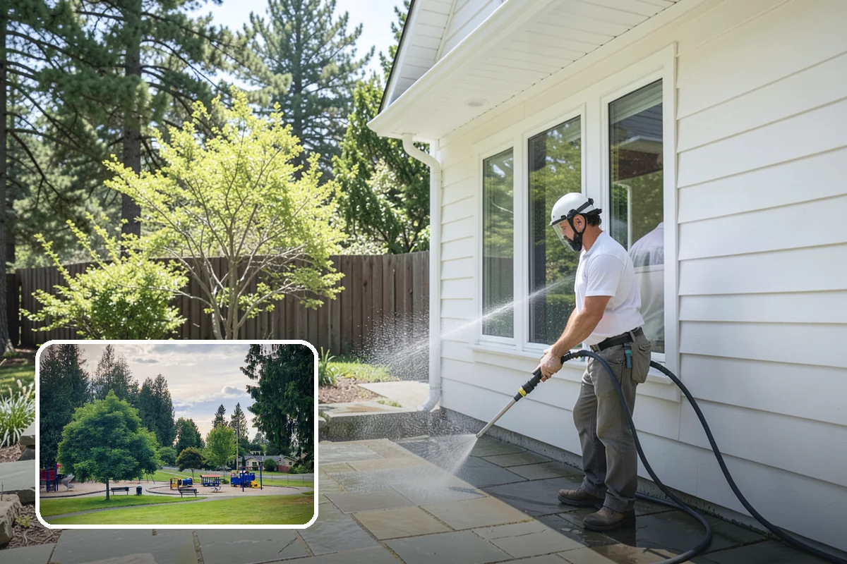 Driveway Brightening in Bonney Lake, Pierce County, WA - Evens out blotchy, weather-dulled concrete