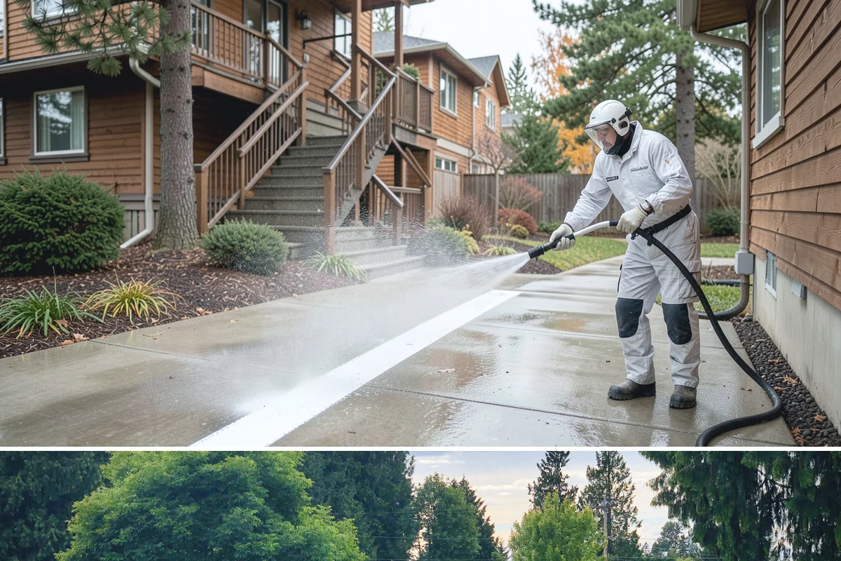 Driveway Brightening in Bonney Lake, Pierce County, WA - Dry summer conditions let brightening treatments perform and the surface dry evenly.