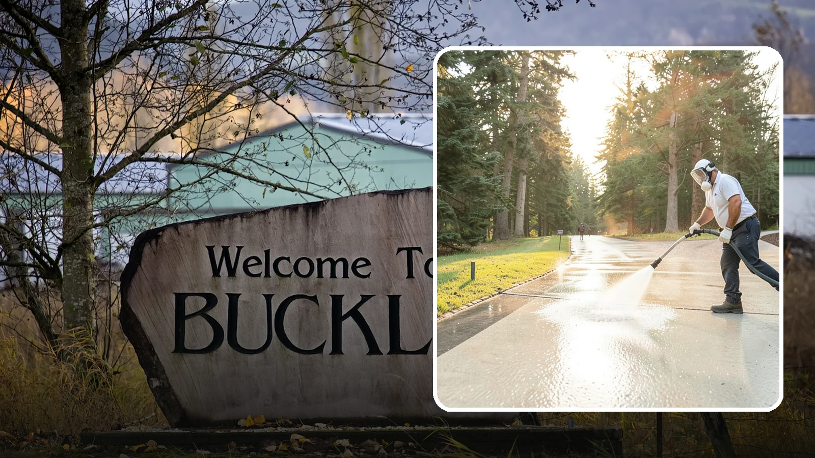 Driveway Brightening in Buckley, Pierce County, WA - A brightening treatment that restores a faded, weather-dulled driveway to a clean, uniform tone.