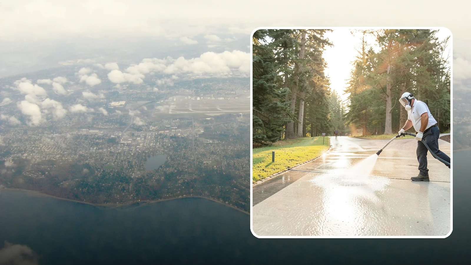 Driveway Brightening in Burien, King County, WA - A brightening treatment that restores a faded, weather-dulled driveway to a clean, uniform tone.