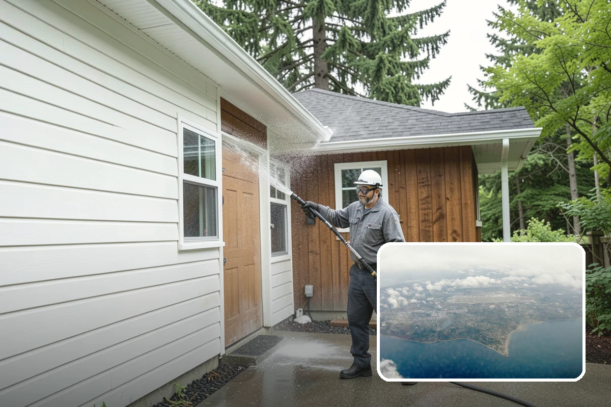 Driveway Brightening in Burien, King County, WA - Evens out blotchy, weather-dulled concrete
