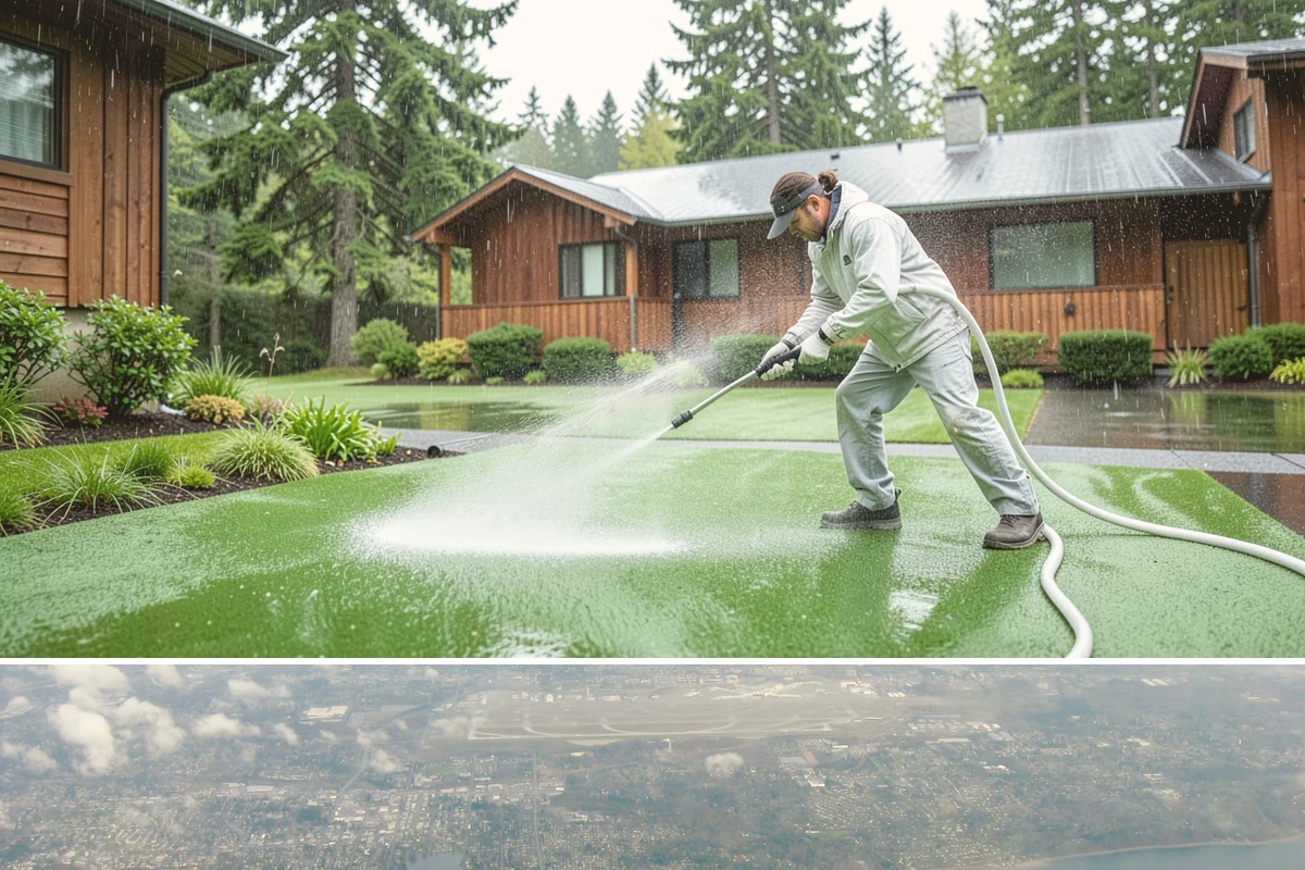 Driveway Brightening in Burien, King County, WA - Dry summer conditions let brightening treatments perform and the surface dry evenly.
