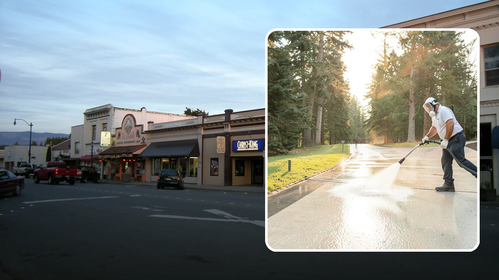 Driveway Brightening in Burlington, Skagit County, WA - A brightening treatment that restores a faded, weather-dulled driveway to a clean, uniform tone.