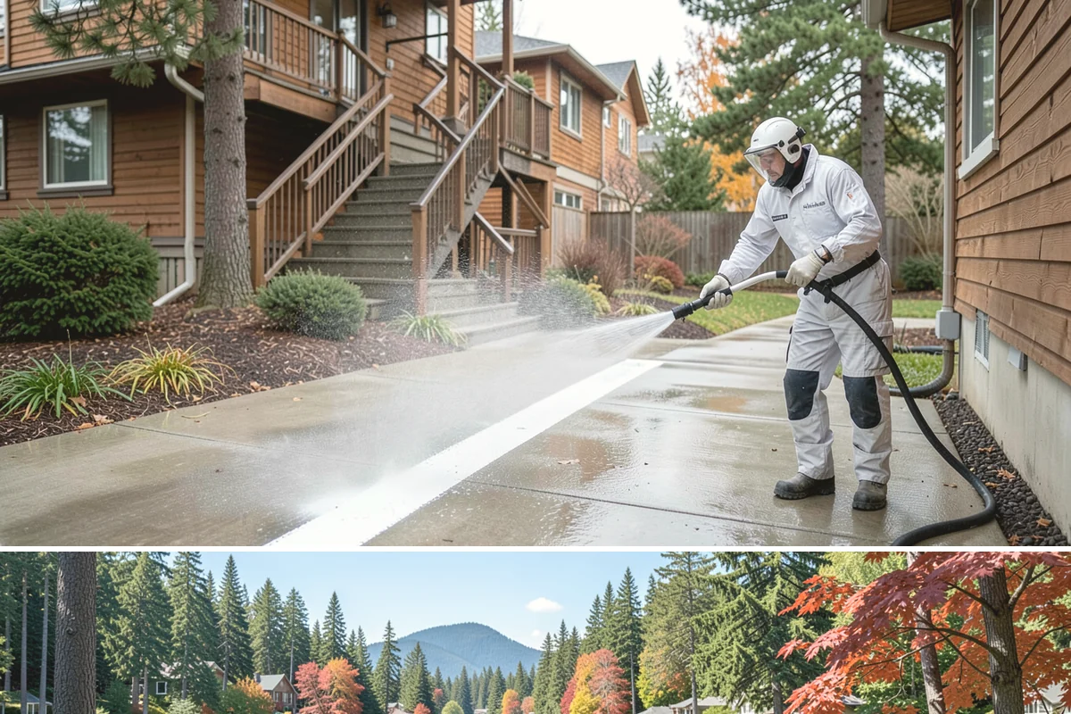 Driveway Brightening in Covington, King County, WA - Dry summer conditions let brightening treatments perform and the surface dry evenly.