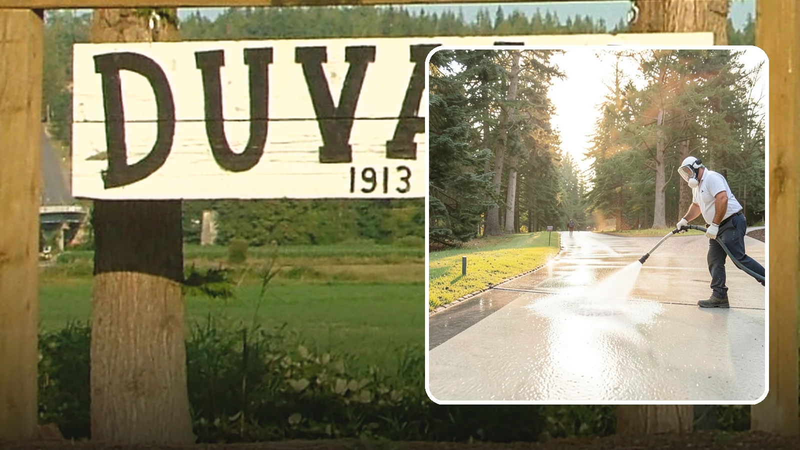 Driveway Brightening in Duvall, King County, WA - A brightening treatment that restores a faded, weather-dulled driveway to a clean, uniform tone.
