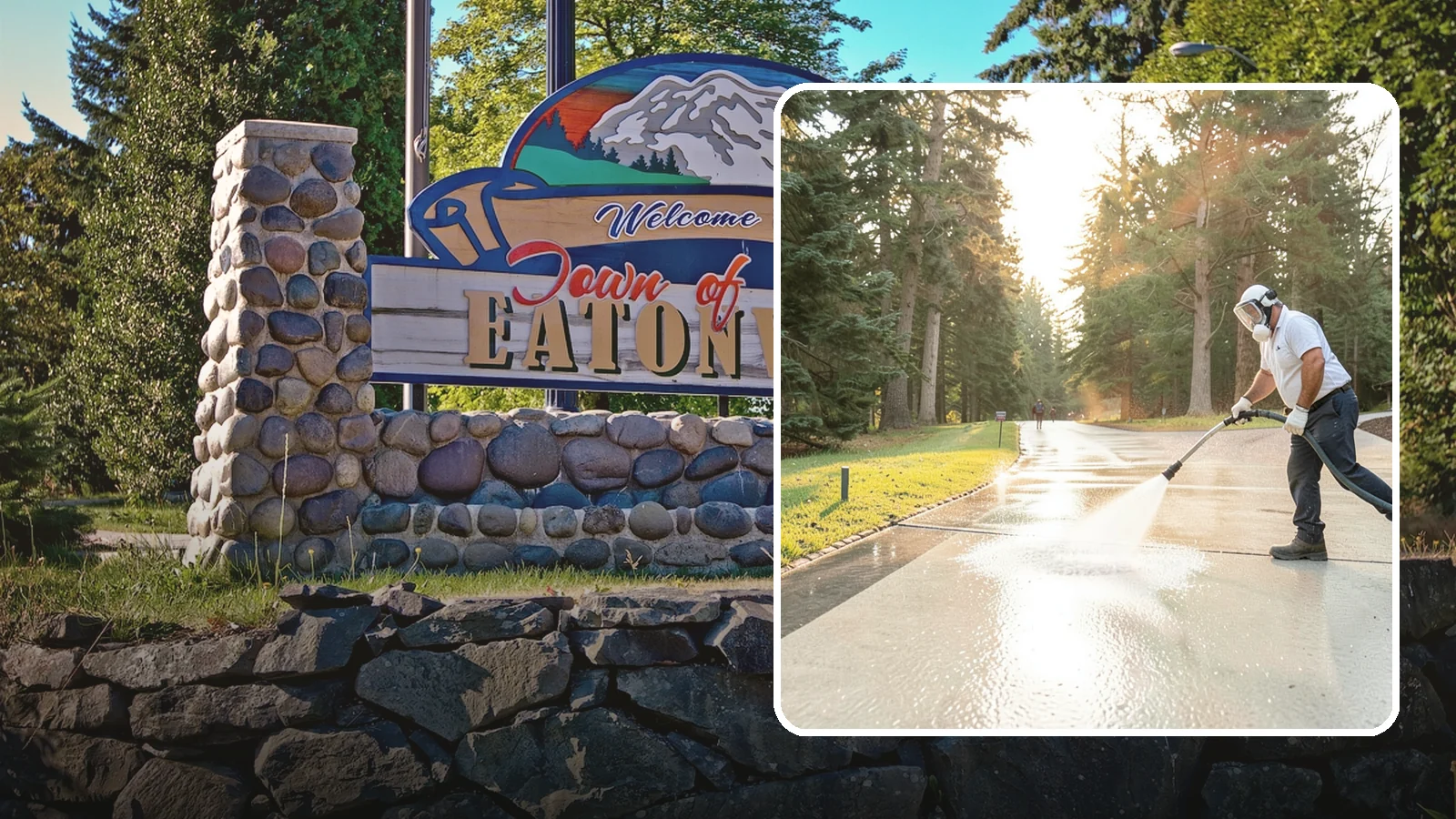 Driveway Brightening in Eatonville, Pierce County, WA - A brightening treatment that restores a faded, weather-dulled driveway to a clean, uniform tone.