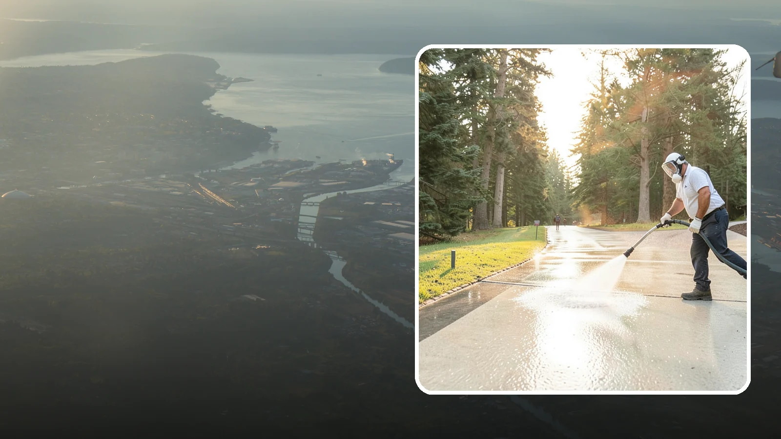 Driveway Brightening in Fife, Pierce County, WA - A brightening treatment that restores a faded, weather-dulled driveway to a clean, uniform tone.