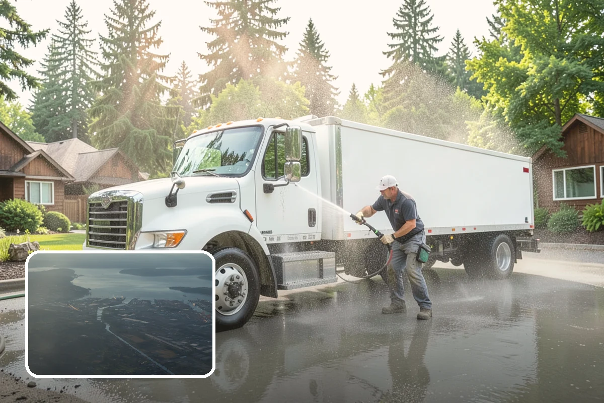 Driveway Brightening in Fife, Pierce County, WA - Evens out blotchy, weather-dulled concrete