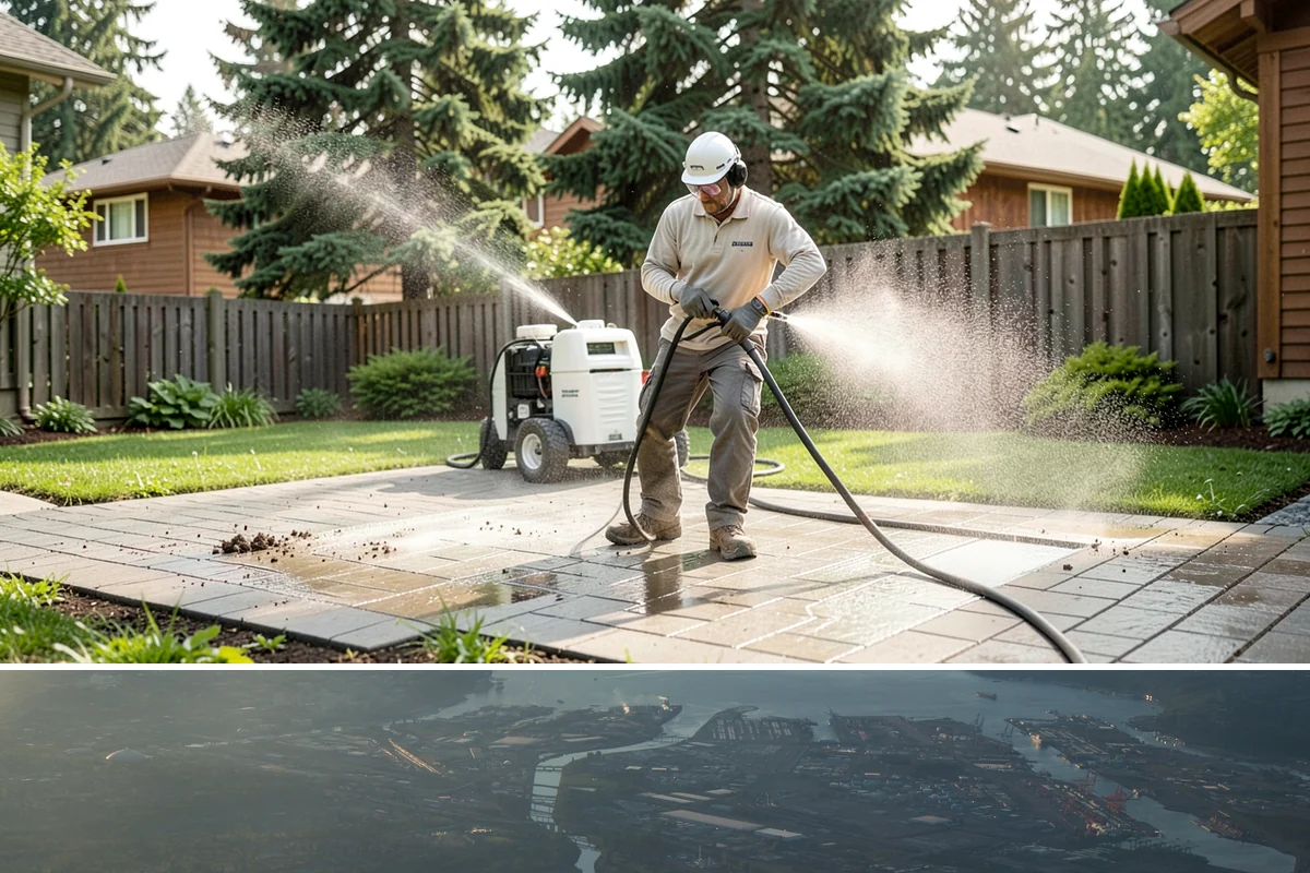 Driveway Brightening in Fife, Pierce County, WA - Dry summer conditions let brightening treatments perform and the surface dry evenly.