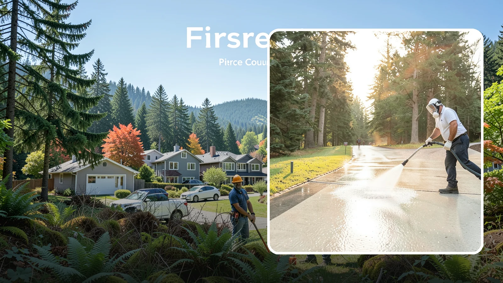 Driveway Brightening in Fircrest, Pierce County, WA - A brightening treatment that restores a faded, weather-dulled driveway to a clean, uniform tone.