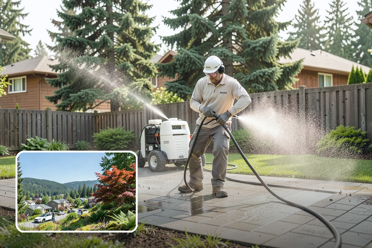Driveway Brightening in Index, Snohomish County, WA - Evens out blotchy, weather-dulled concrete