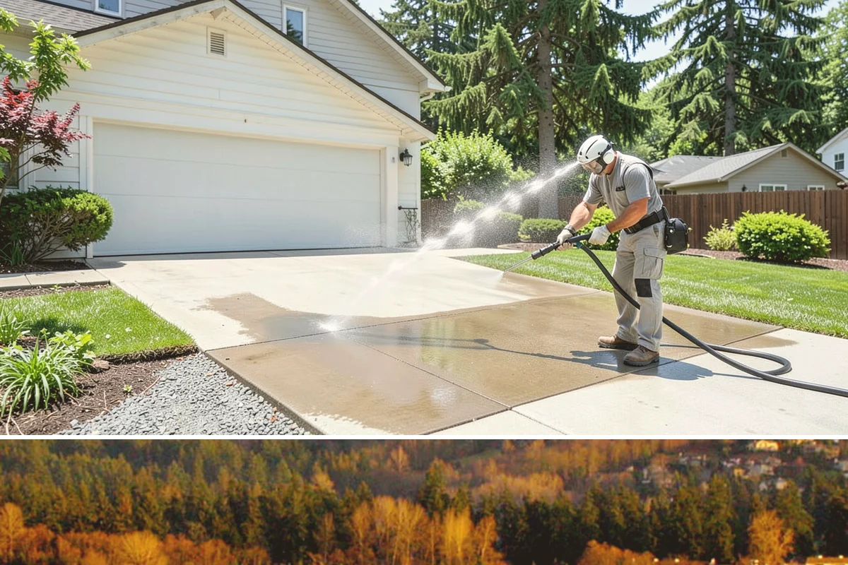 Driveway Brightening in Kenmore, King County, WA - Dry summer conditions let brightening treatments perform and the surface dry evenly.