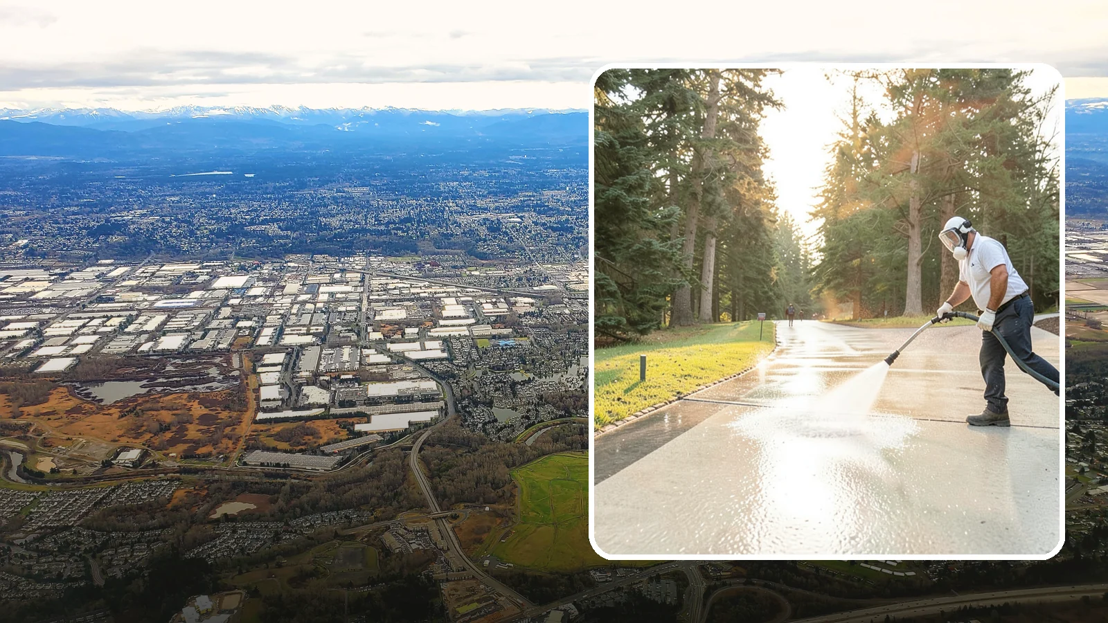 Driveway Brightening in Kent, King County, WA - A brightening treatment that restores a faded, weather-dulled driveway to a clean, uniform tone.