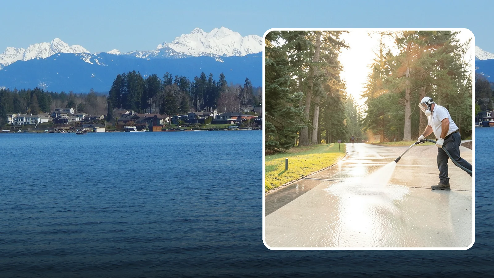 Driveway Brightening in Lake Stevens, Snohomish County, WA - A brightening treatment that restores a faded, weather-dulled driveway to a clean, uniform tone.