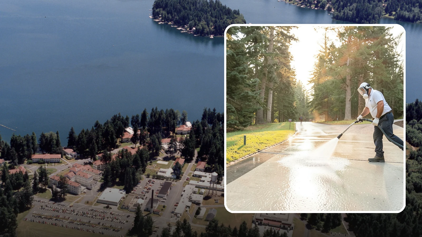 Driveway Brightening in Lakewood, Pierce County, WA - A brightening treatment that restores a faded, weather-dulled driveway to a clean, uniform tone.