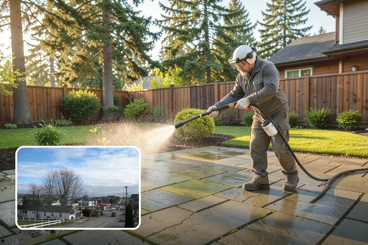 Driveway Brightening in Langley, Island County, WA - Evens out blotchy, weather-dulled concrete