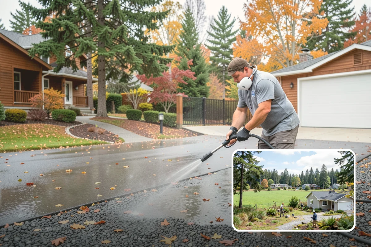 Driveway Brightening in Lyman, Skagit County, WA - Evens out blotchy, weather-dulled concrete