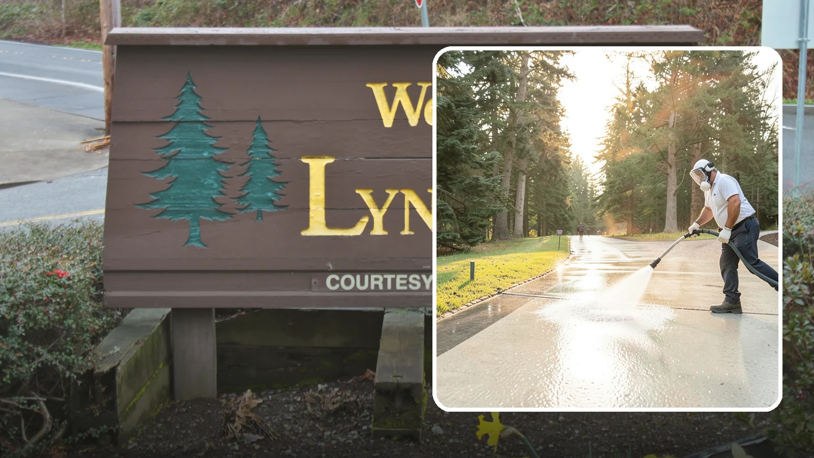 Driveway Brightening in Lynnwood, Snohomish County, WA - A brightening treatment that restores a faded, weather-dulled driveway to a clean, uniform tone.