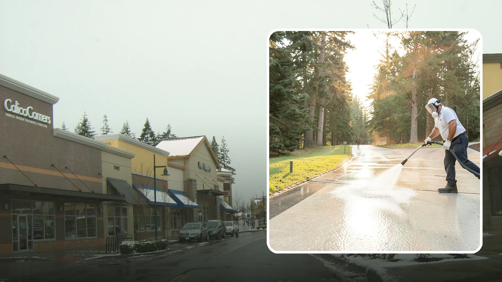 Driveway Brightening in Mill Creek, Snohomish County, WA - A brightening treatment that restores a faded, weather-dulled driveway to a clean, uniform tone.