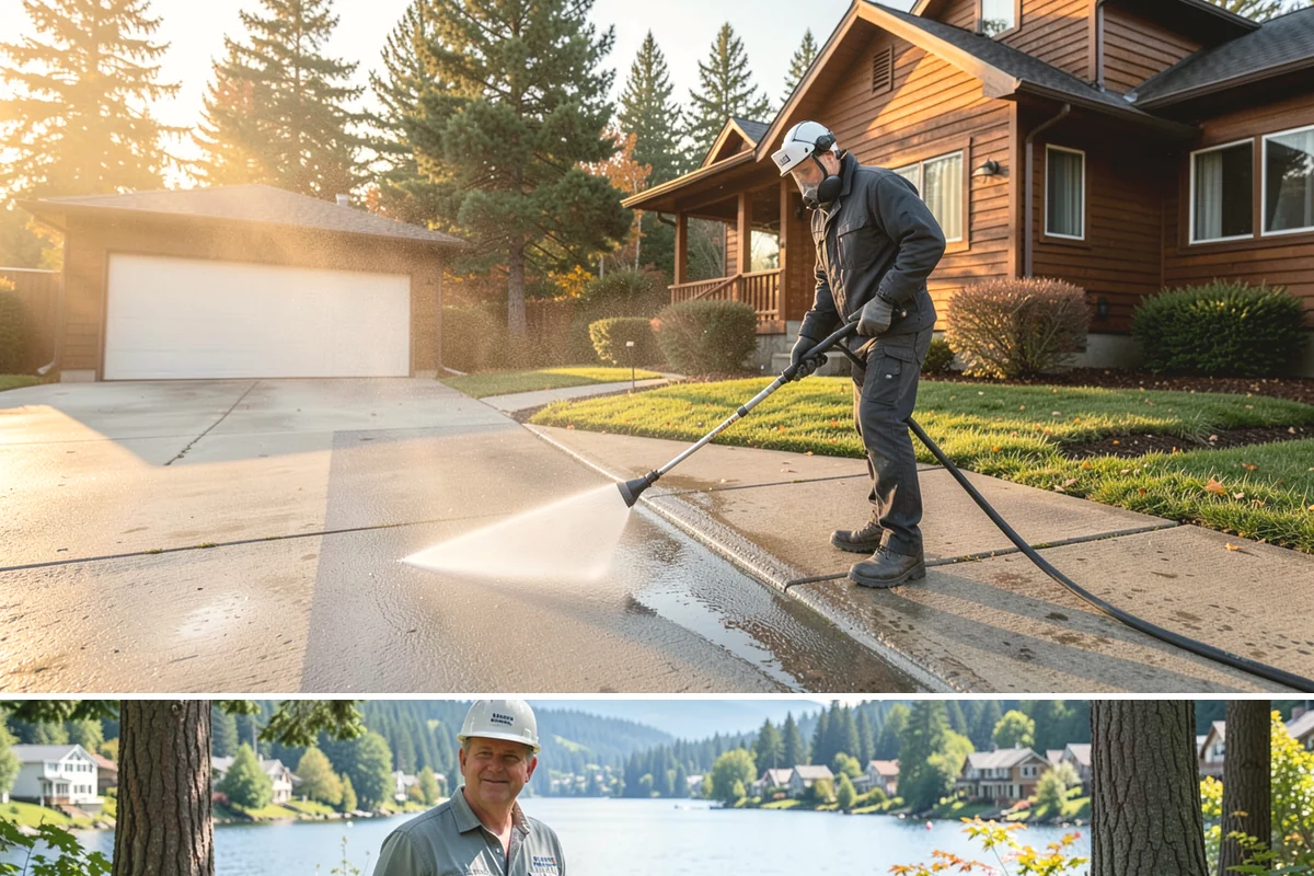 Driveway Brightening in Milton, King County, WA - Dry summer conditions let brightening treatments perform and the surface dry evenly.