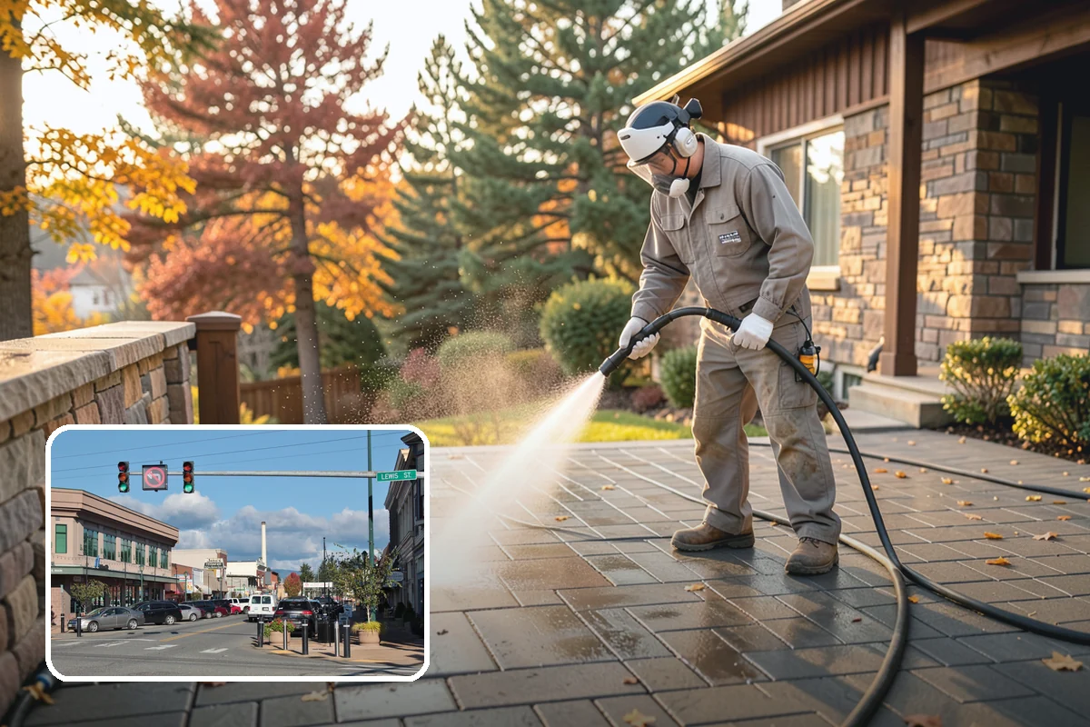 Driveway Brightening in Monroe, Snohomish County, WA - Evens out blotchy, weather-dulled concrete