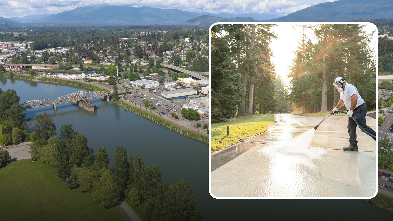 Driveway Brightening in Mount Vernon, Skagit County, WA - A brightening treatment that restores a faded, weather-dulled driveway to a clean, uniform tone.