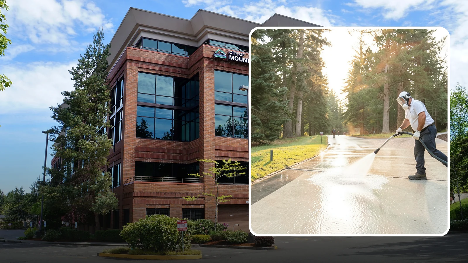 Driveway Brightening in Mountlake Terrace, Snohomish County, WA - A brightening treatment that restores a faded, weather-dulled driveway to a clean, uniform tone.