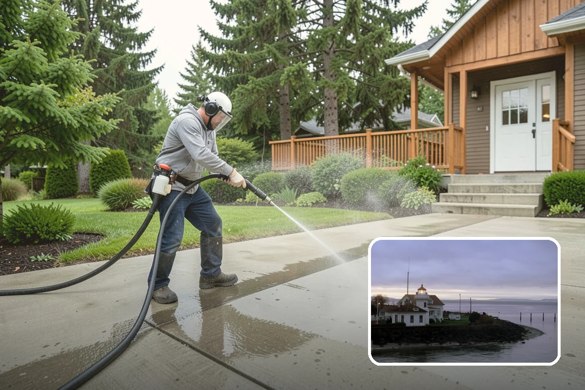 Driveway Brightening in Mukilteo, Snohomish County, WA - Evens out blotchy, weather-dulled concrete