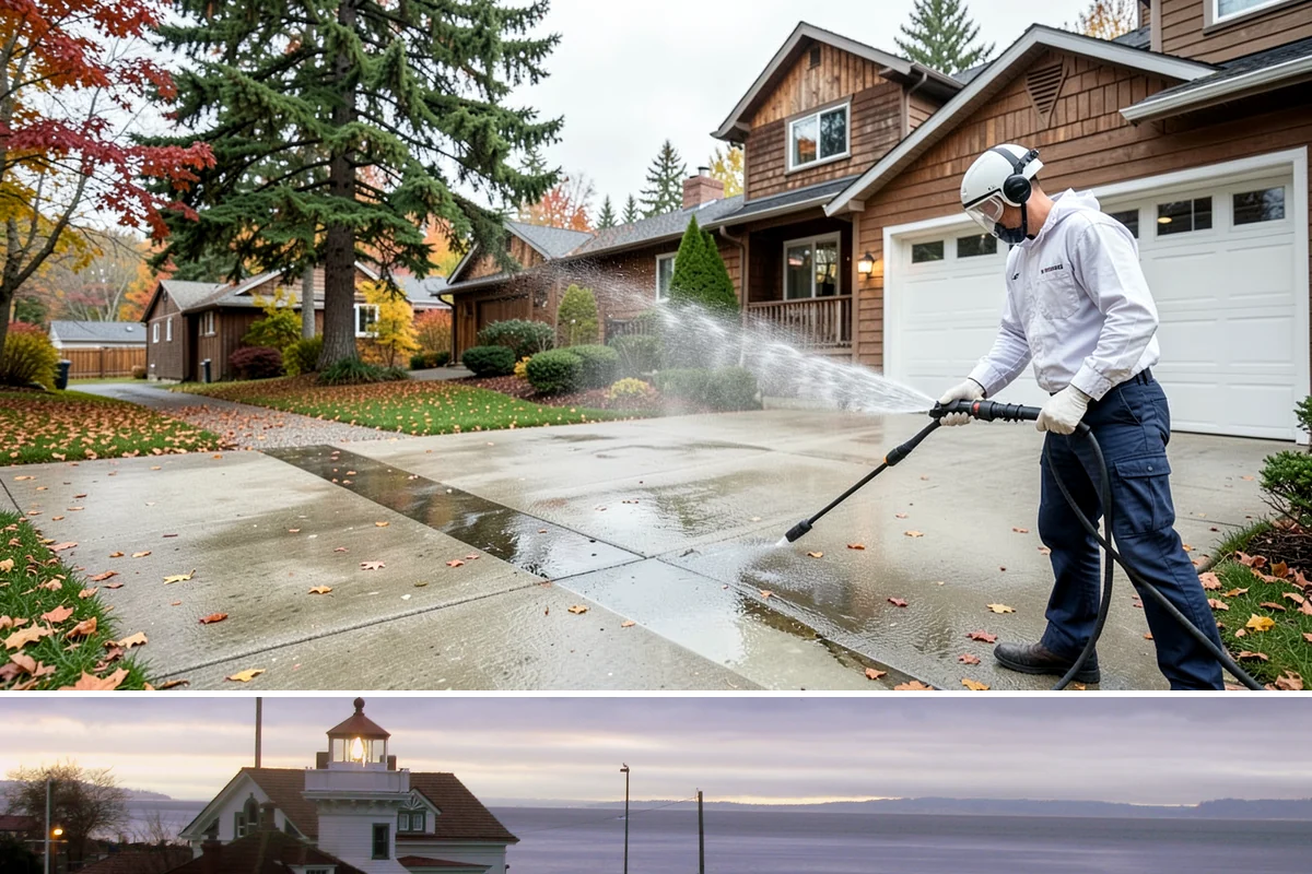 Driveway Brightening in Mukilteo, Snohomish County, WA - Dry summer conditions let brightening treatments perform and the surface dry evenly.