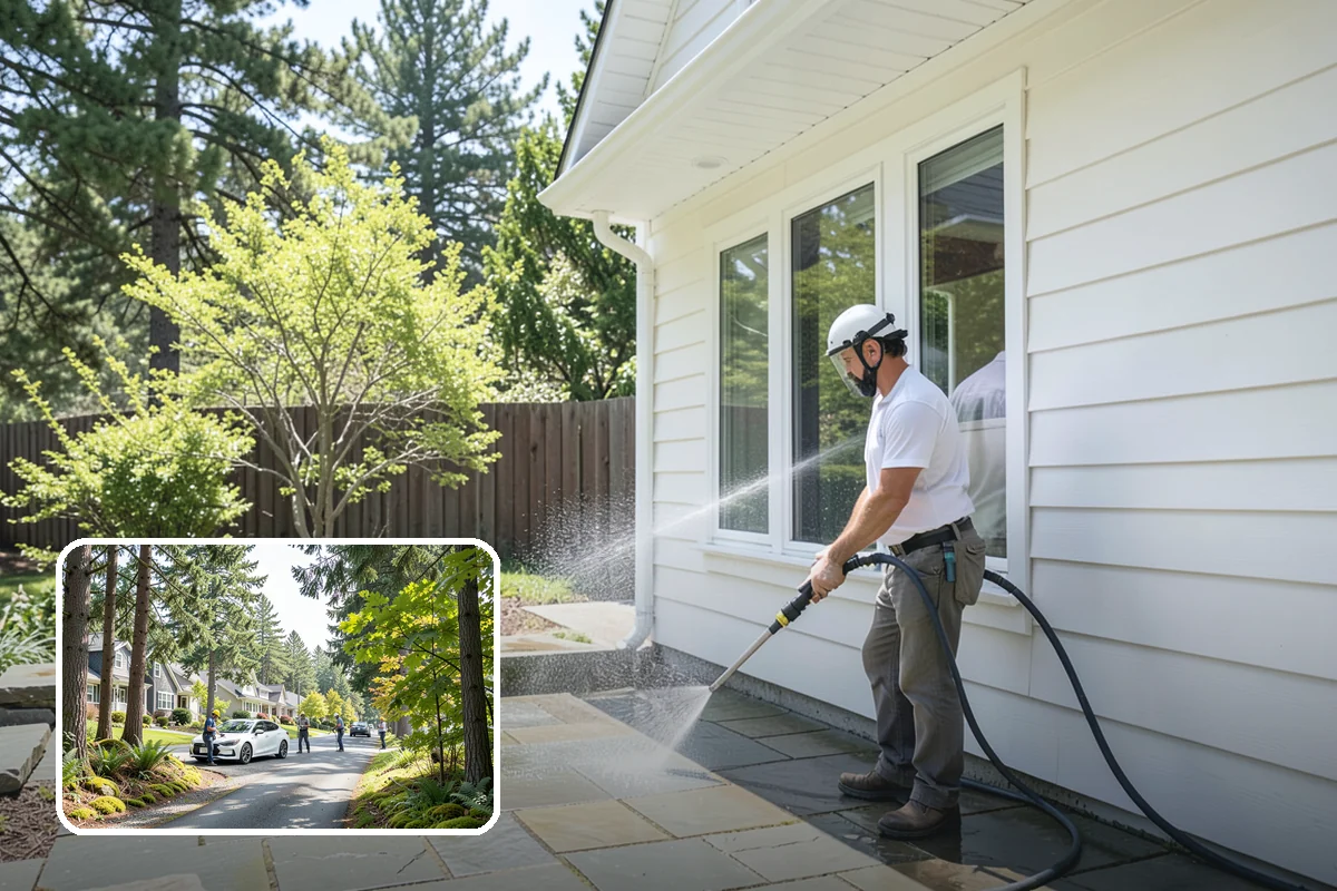 Driveway Brightening in Normandy Park, King County, WA - Evens out blotchy, weather-dulled concrete
