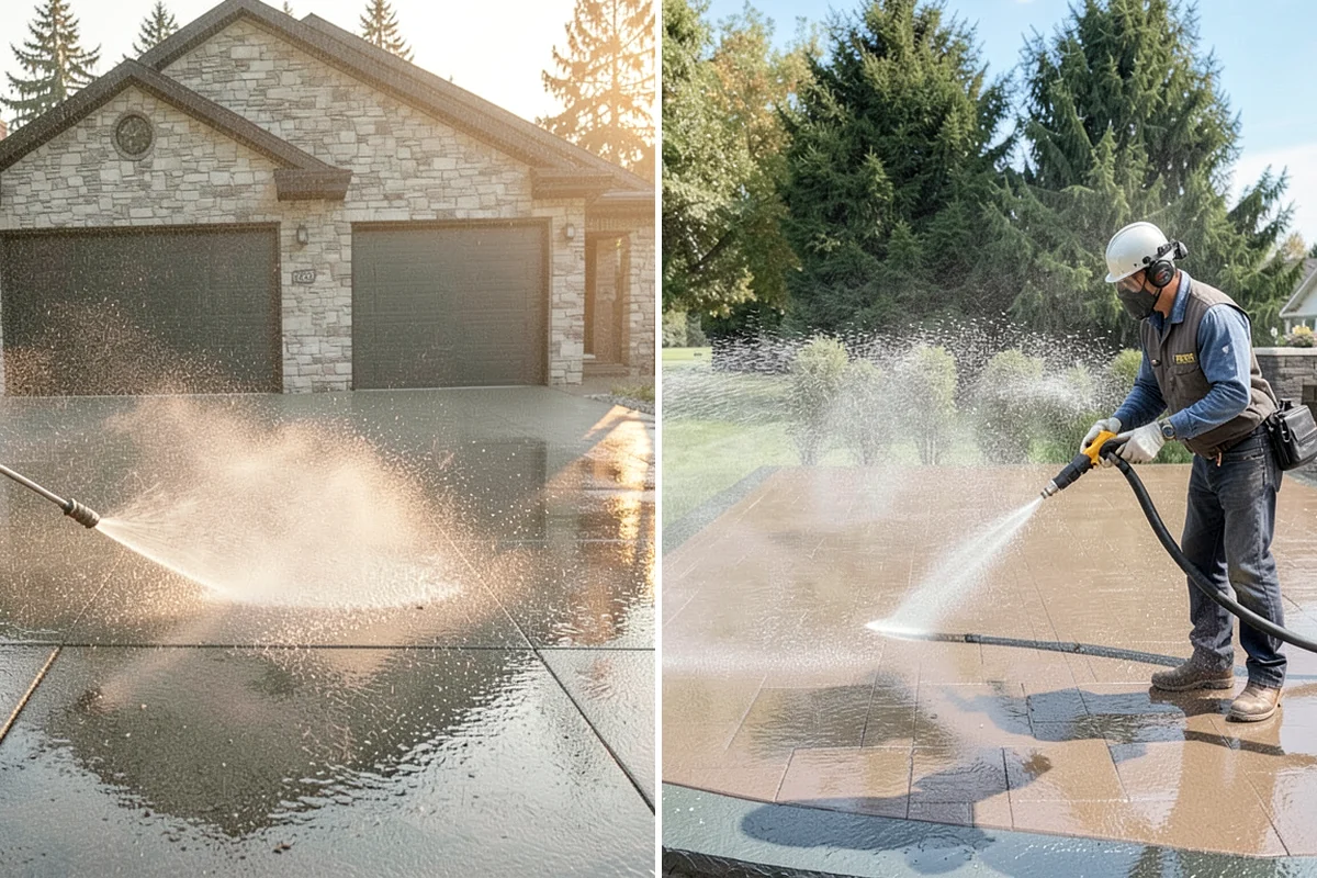 Driveway Brightening in Normandy Park, King County, WA - Deep-clean the driveway to remove surface buildup