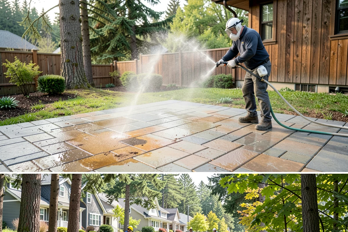 Driveway Brightening in Normandy Park, King County, WA - Dry summer conditions let brightening treatments perform and the surface dry evenly.