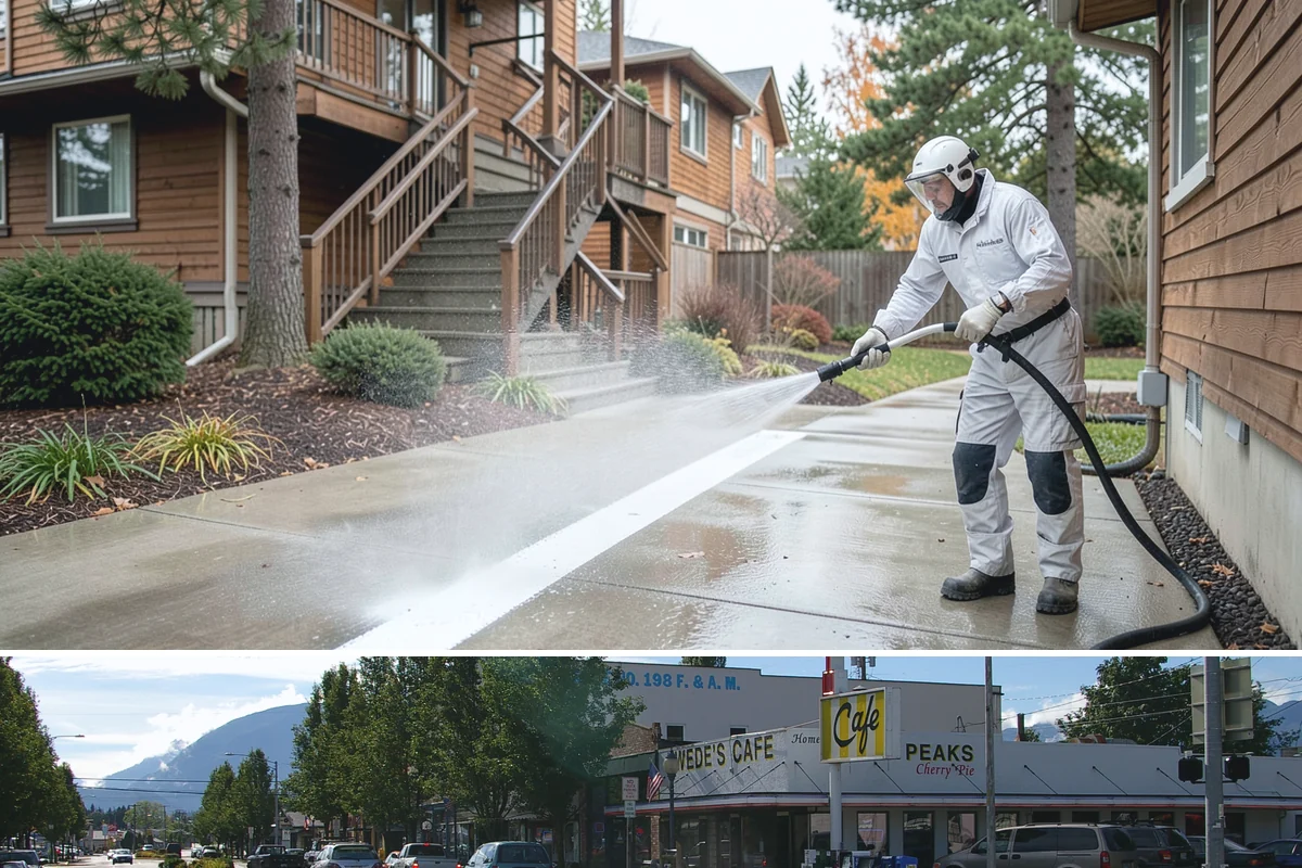 Driveway Brightening in North Bend, King County, WA - Dry summer conditions let brightening treatments perform and the surface dry evenly.