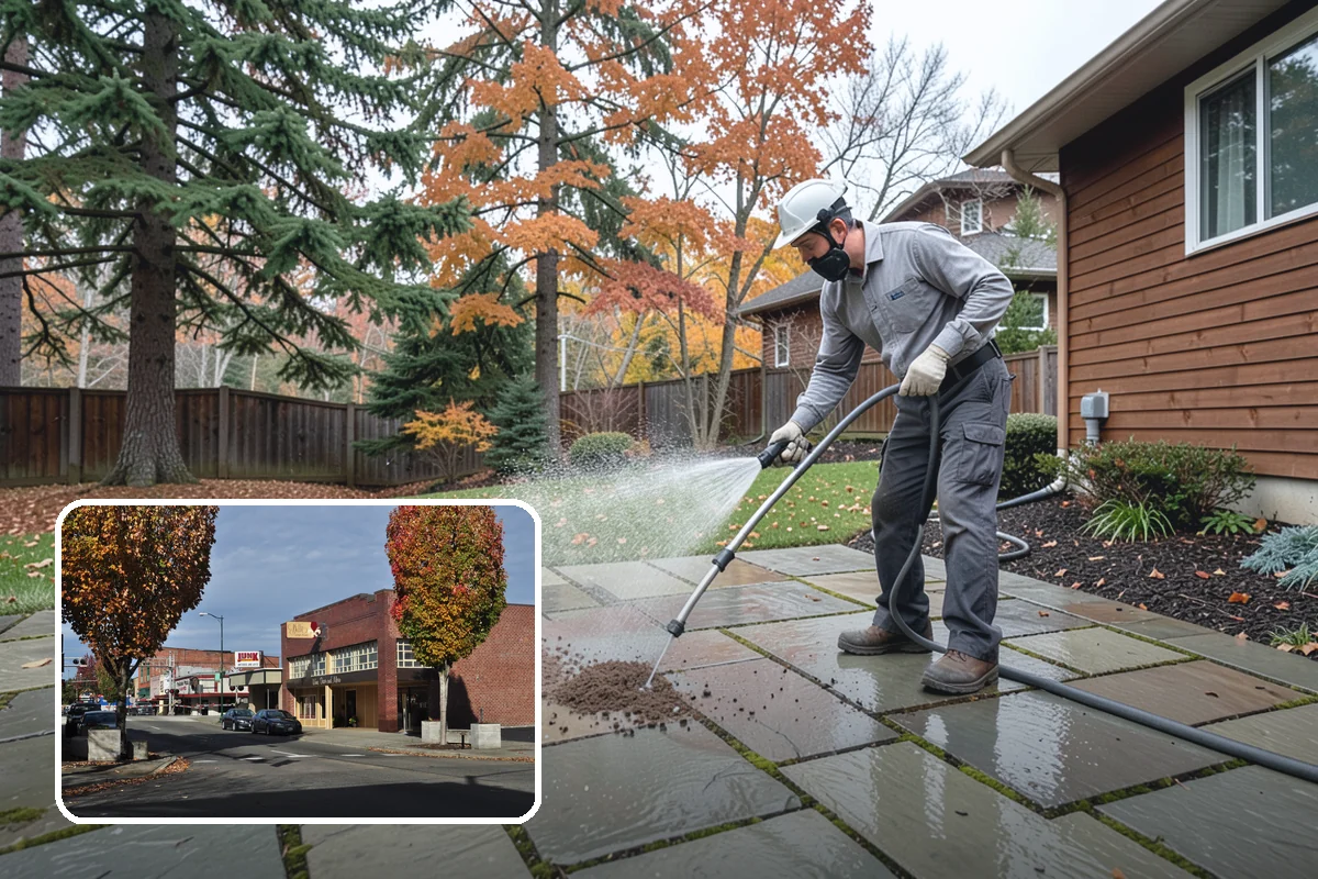 Driveway Brightening in Puyallup, Pierce County, WA - Evens out blotchy, weather-dulled concrete