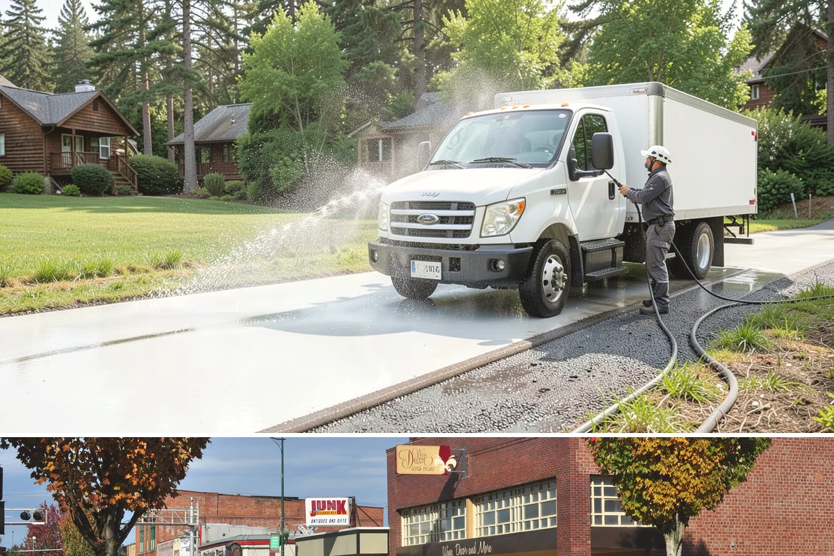 Driveway Brightening in Puyallup, Pierce County, WA - Dry summer conditions let brightening treatments perform and the surface dry evenly.
