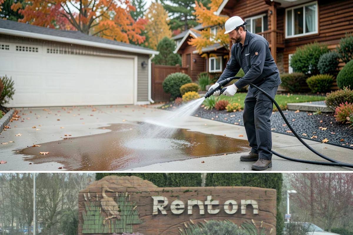 Driveway Brightening in Renton, King County, WA - Dry summer conditions let brightening treatments perform and the surface dry evenly.