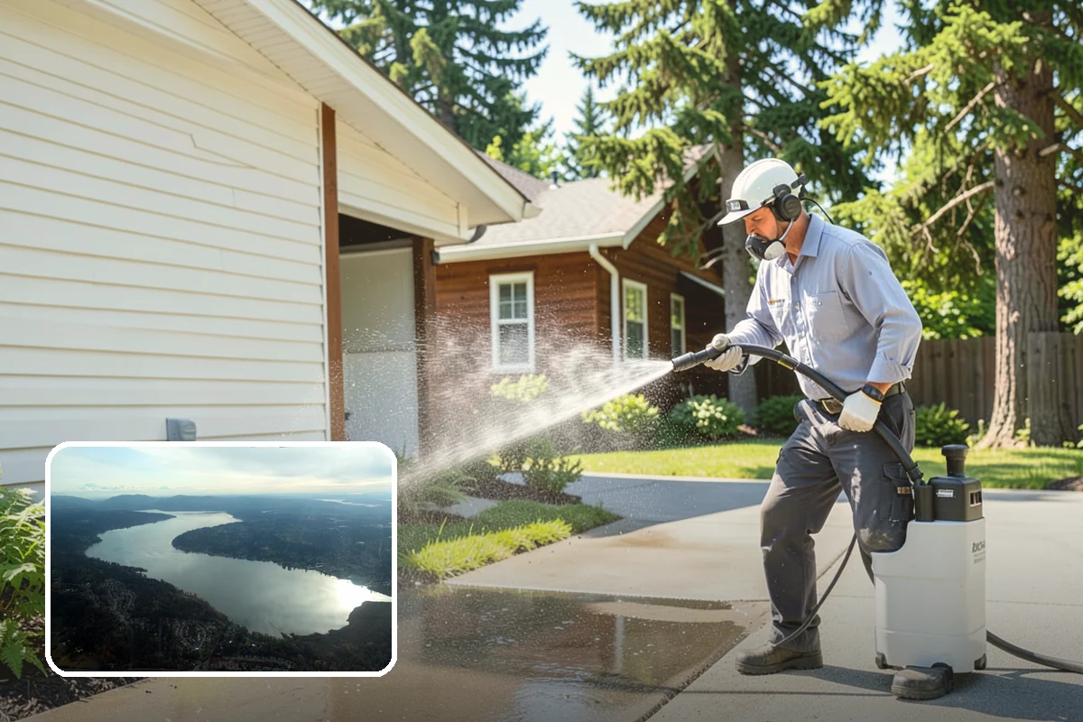 Driveway Brightening in Sammamish, King County, WA - Evens out blotchy, weather-dulled concrete