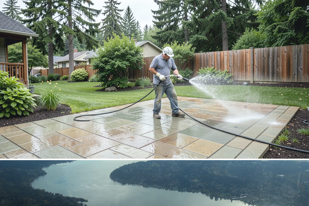 Driveway Brightening in Sammamish, King County, WA - Dry summer conditions let brightening treatments perform and the surface dry evenly.