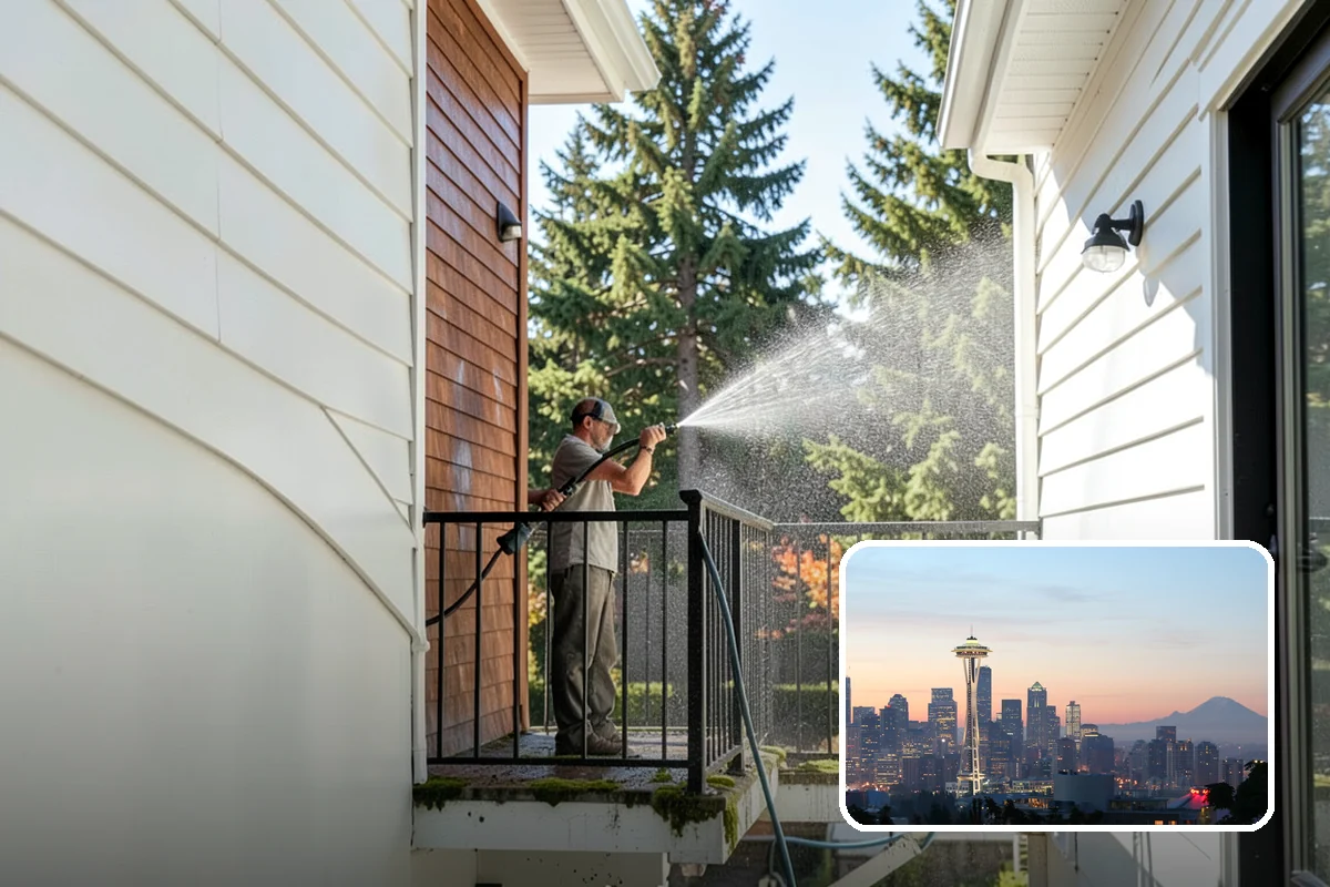 Driveway Brightening in Seattle, King County, WA - Evens out blotchy, weather-dulled concrete