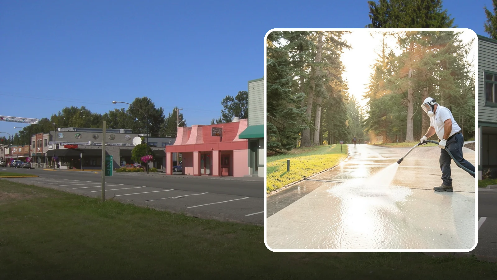 Driveway Brightening in Snoqualmie, King County, WA - A brightening treatment that restores a faded, weather-dulled driveway to a clean, uniform tone.