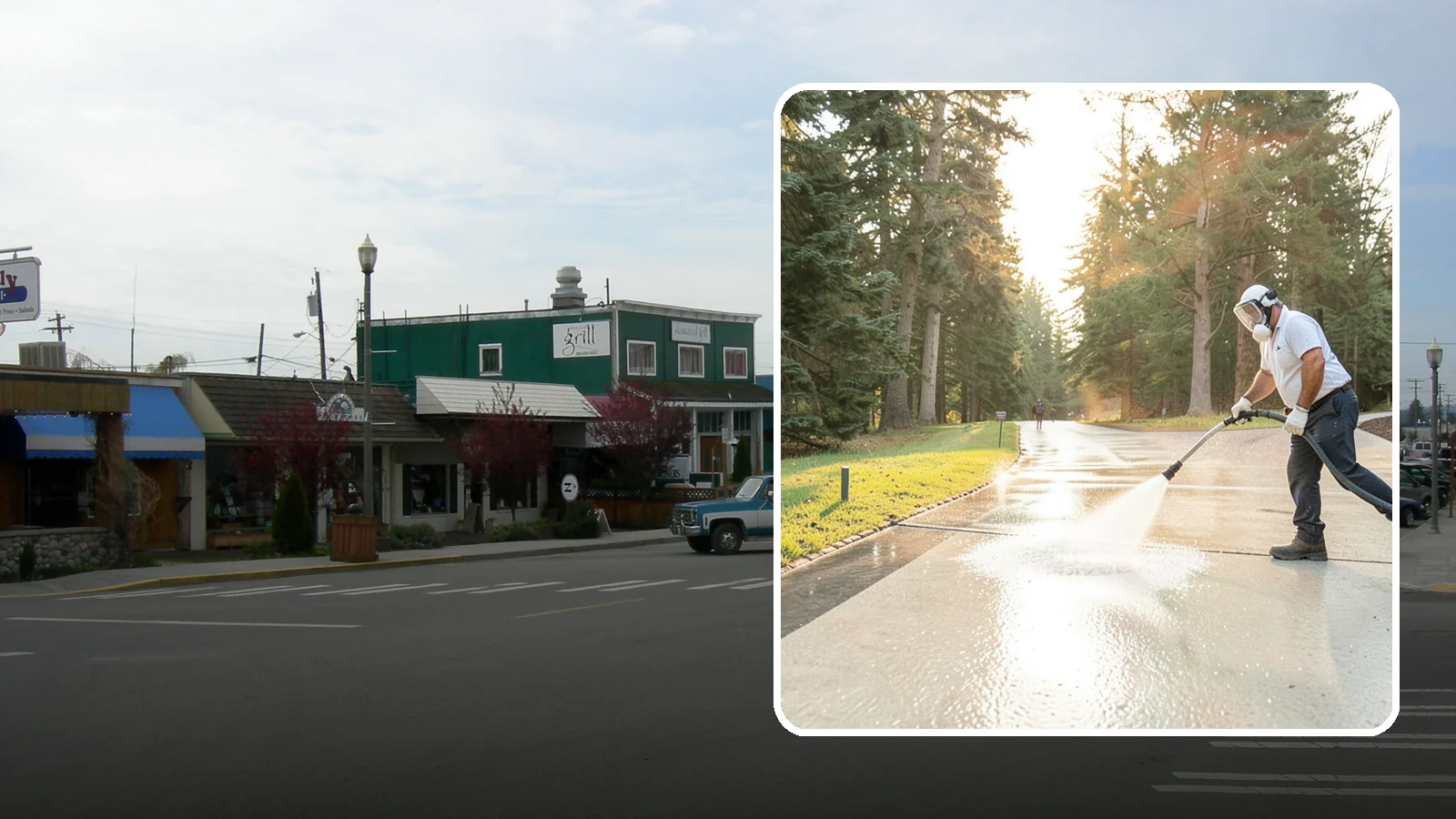 Driveway Brightening in Stanwood, Snohomish County, WA - A brightening treatment that restores a faded, weather-dulled driveway to a clean, uniform tone.