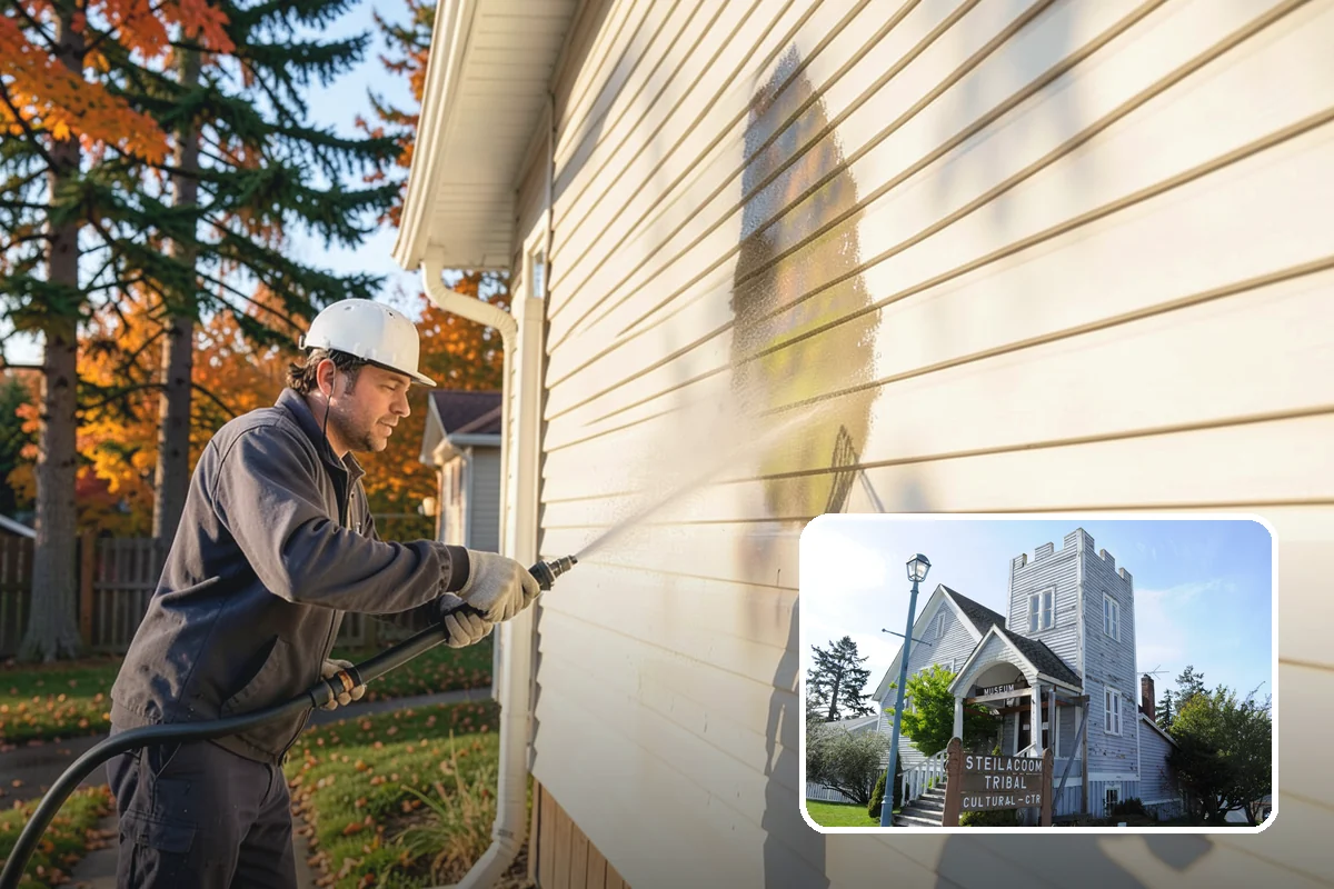 Driveway Brightening in Steilacoom, Pierce County, WA - Evens out blotchy, weather-dulled concrete