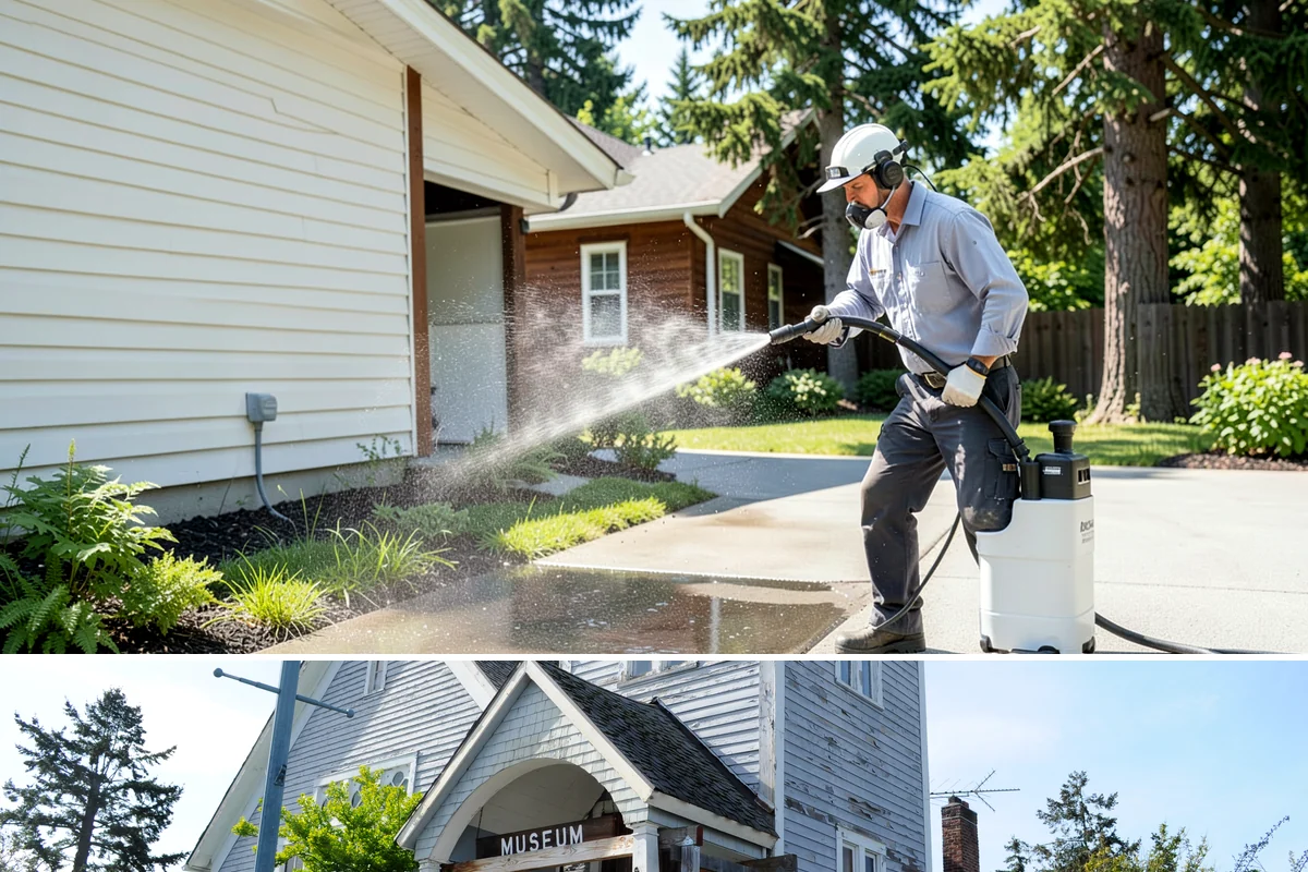 Driveway Brightening in Steilacoom, Pierce County, WA - Dry summer conditions let brightening treatments perform and the surface dry evenly.