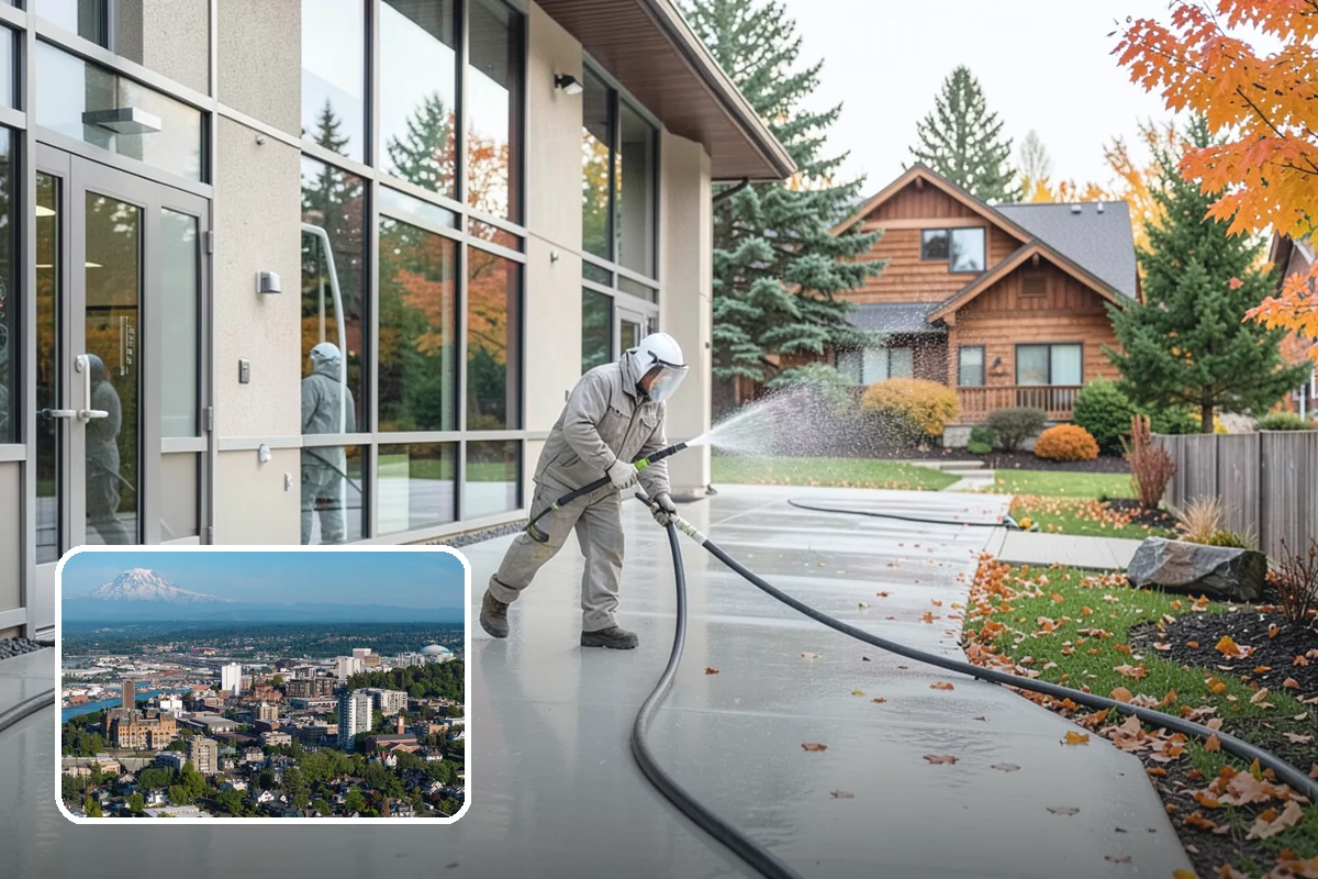 Driveway Brightening in Tacoma, Pierce County, WA - Evens out blotchy, weather-dulled concrete