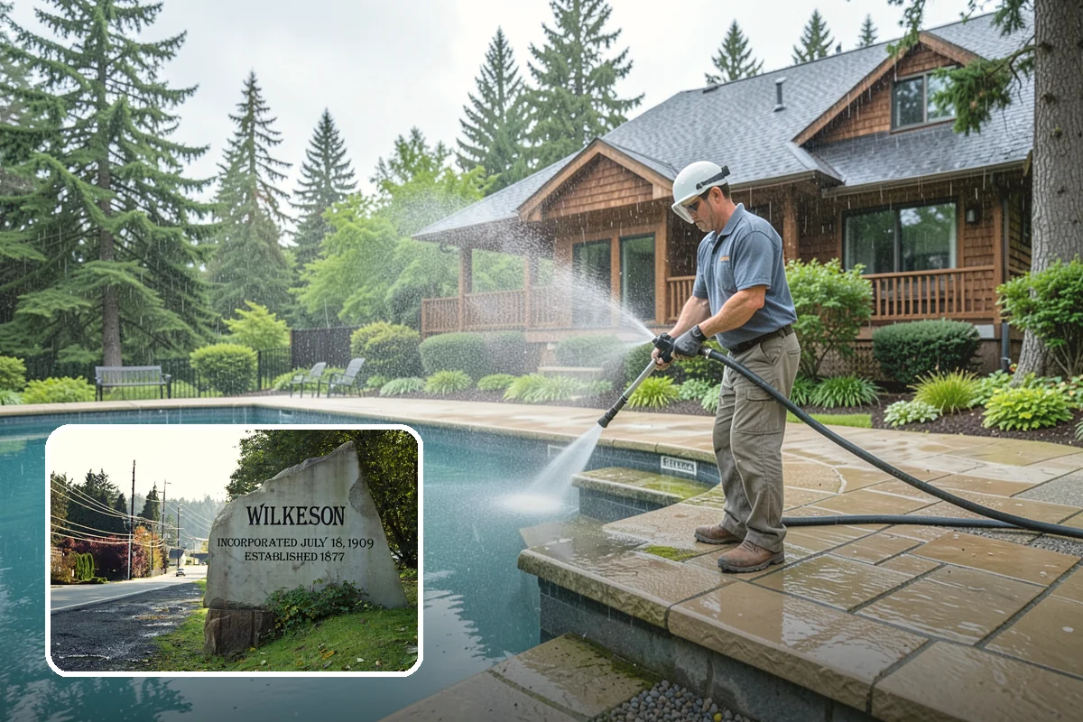 Driveway Brightening in Wilkeson, Pierce County, WA - Evens out blotchy, weather-dulled concrete