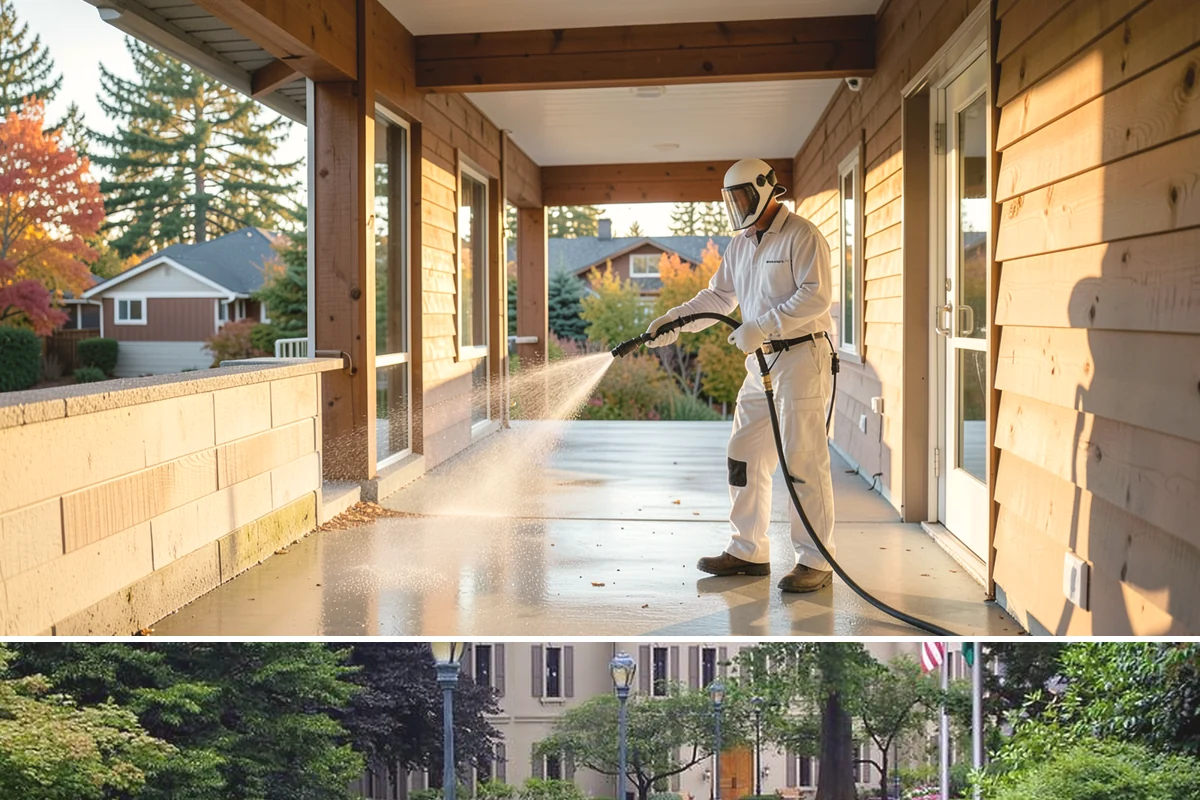 Driveway Brightening in Woodinville, King County, WA - Dry summer conditions let brightening treatments perform and the surface dry evenly.
